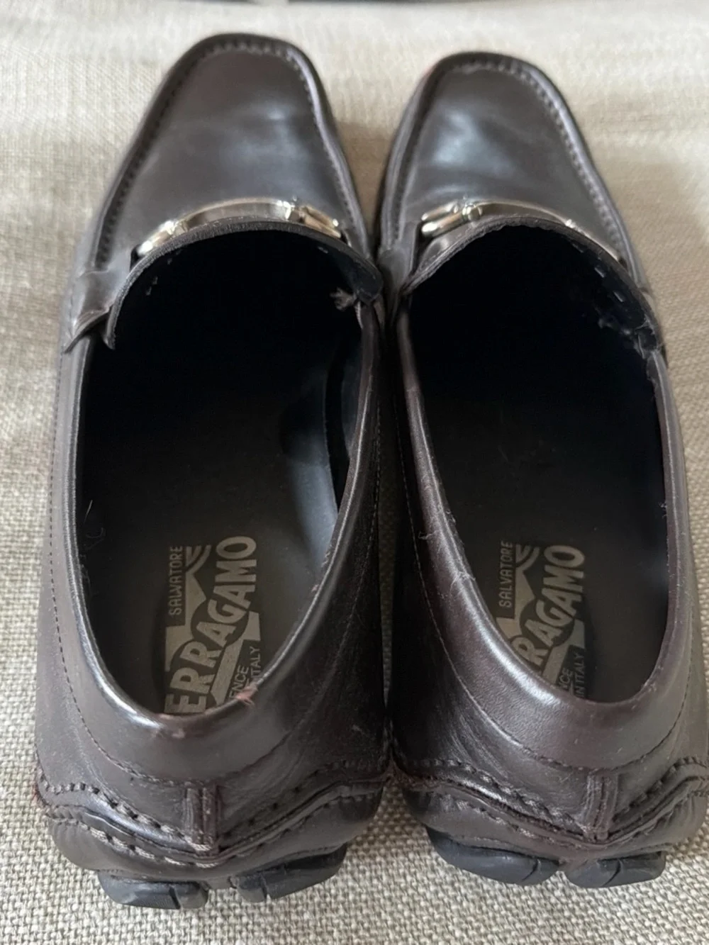 Salvatore Ferragamo Men’s dark brown Leather Bit Loafers